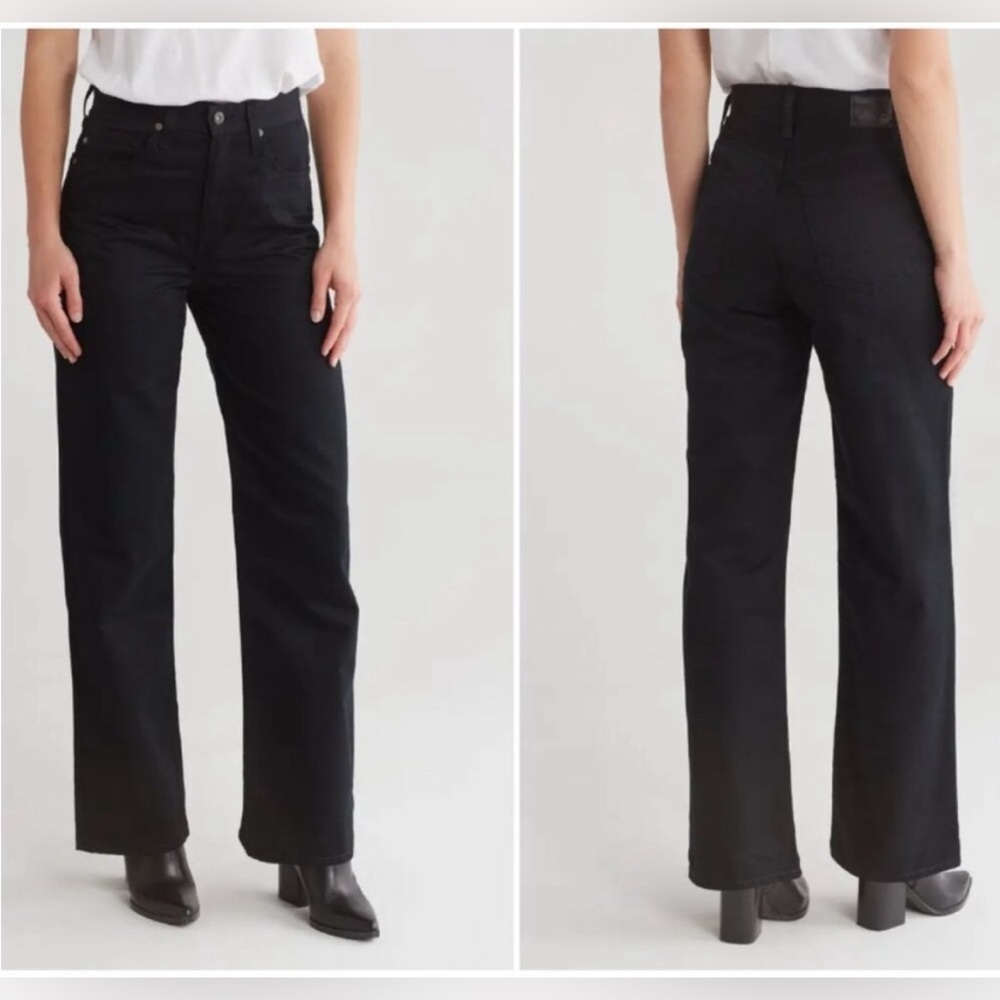 AG Kora Black High Rise Wide Leg Jeans Size 24